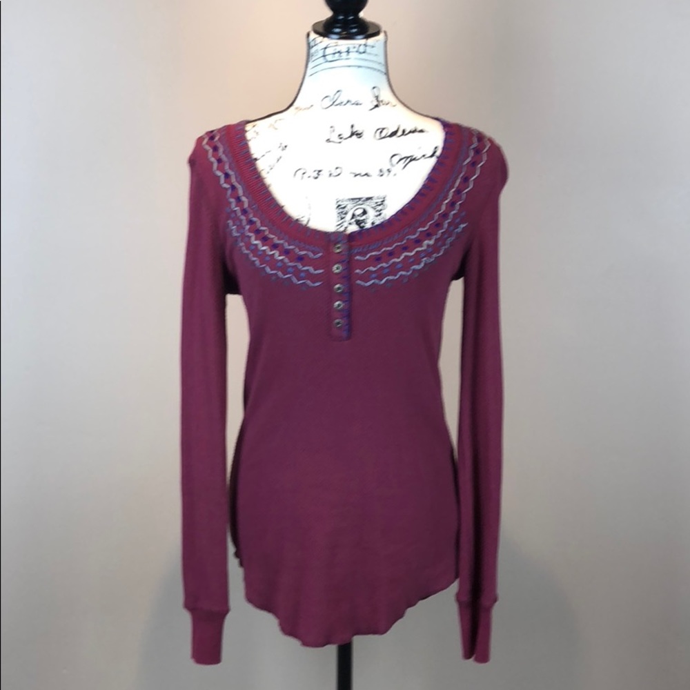 Free People Embroidered Thermal Top